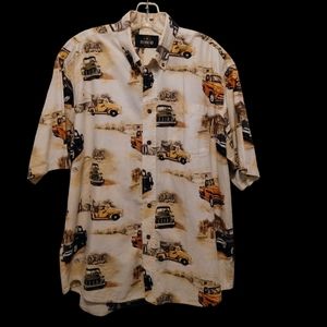 Red Head Casual Size Large S/Sleeve All Over Pickup Truck Design